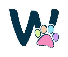 Paws font vector alphabet W