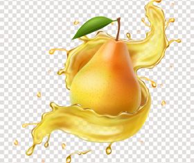 Pear 3D realistic juice advertising vector packaging design