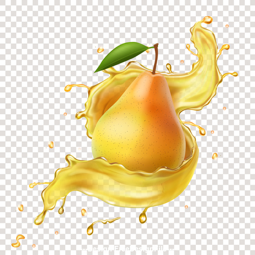 Pear 3D realistic juice advertising vector packaging design