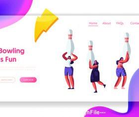 People playing bowling flat banner vector