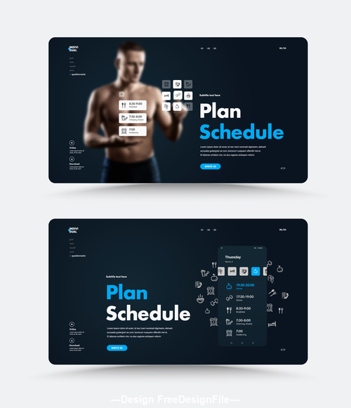 Personal trainer website main page vector