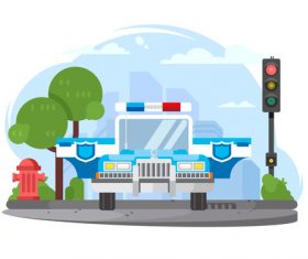 Police Car Conceptual Illustrations vector