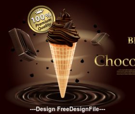 Premium brand chocolate ice cream and chocolate vector illustration
