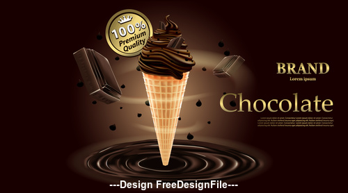 Premium brand chocolate ice cream and chocolate vector illustration