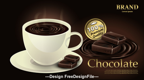 Premium chocolate with cup vector illustration