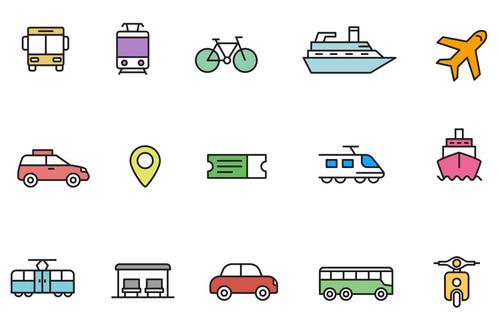Public Transport Icons vector