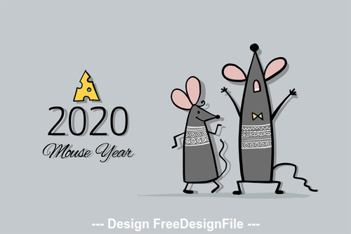 Rat symbol of new year 2020 funny cartoon vector 01