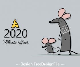 Rat symbol of new year 2020 funny cartoon vector 02