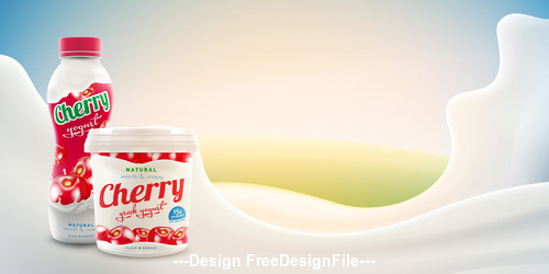 Realistic yogurt vector mockup background