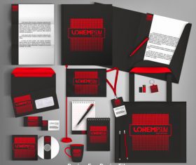 Red and black card brochure cover design vector