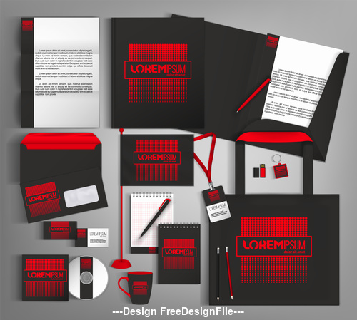 Red and black card brochure cover design vector