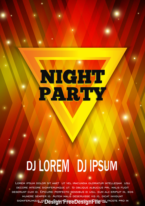 Red and yellow lights background night party flyer template vector