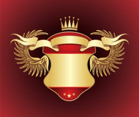 Red background gold heraldry vector
