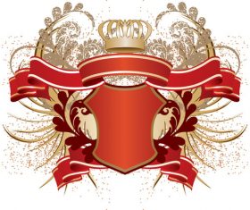 Red badge and ribbon vector