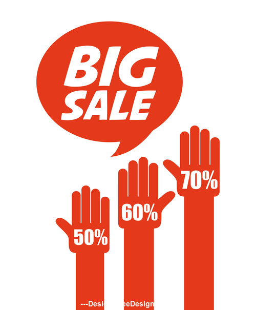 Red big sale tag vector