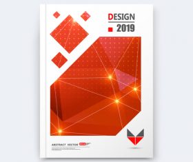 Red geometric background brochure design vector