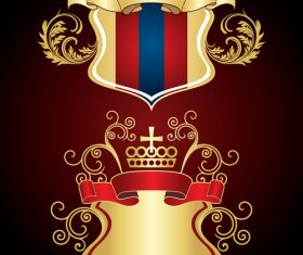 Red ribbon and gold heraldry vector