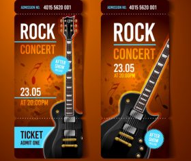 Rock concert orange ticket banner vector