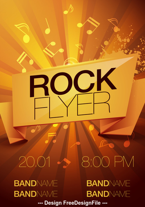 Rock festival flyer orange vector