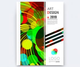 Round green and red background brochure design vector