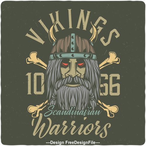 Scandinavian Viking and weapon grunge illustration