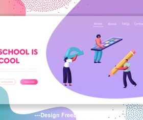 School is cool flat banner vector