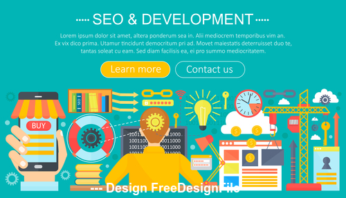 Seo development flat design concept vector