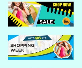 Shop now banner template design vector