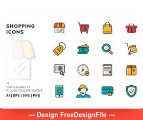 Shopping filled color vector