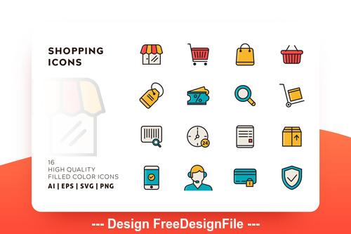 Shopping filled color vector