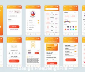 Shopping mobile app ui kit vector