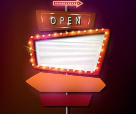 Signboard Retro Style with Light Frame vector