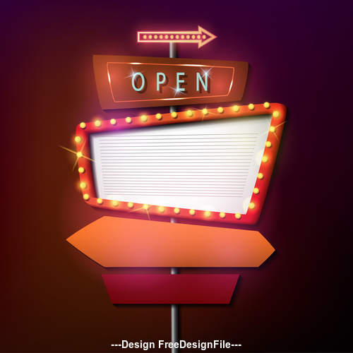Signboard Retro Style with Light Frame vector