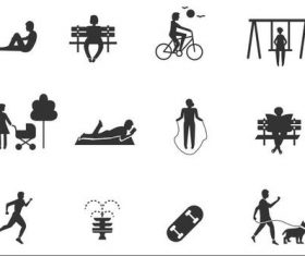 Silhouettes of people in the park vector
