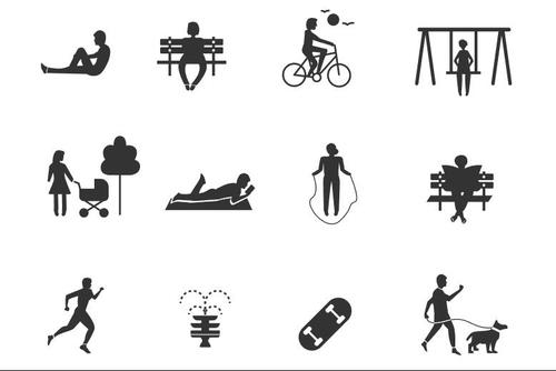 Silhouettes of people in the park vector