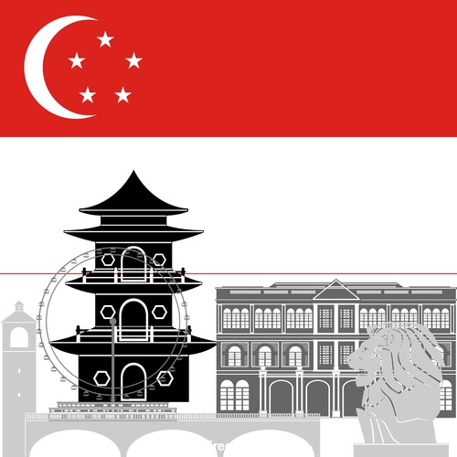 Singapore collection of different architecture vector