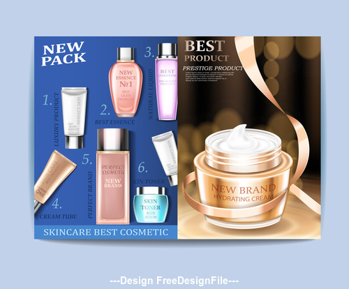 Skincare best cosmetic advertising poster vector