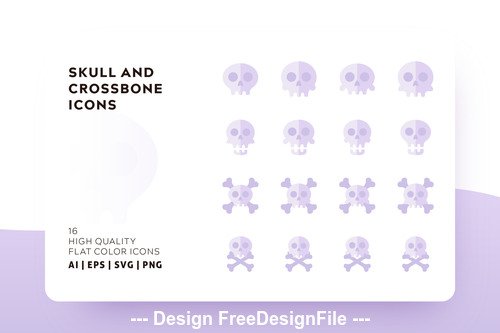 Skull and crossbone icon flat color vector