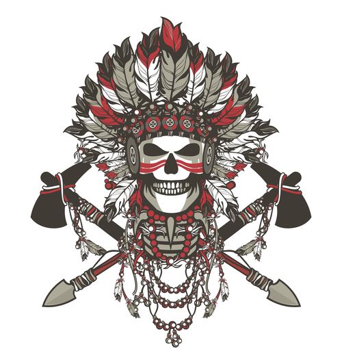 Skull leader amer indian tribe vector