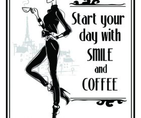 Slim woman holding coffee cartoon vector