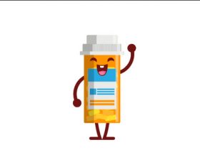 Small Medicine bottle expression cartoon vector