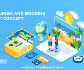 Smart life tourism and booking cartoon illustration vector