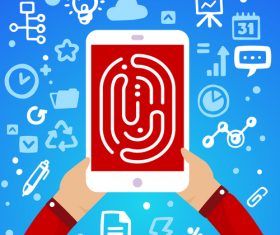 Smartphone fingerprint infographics vector