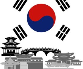 South Korea collection of different architecture vector
