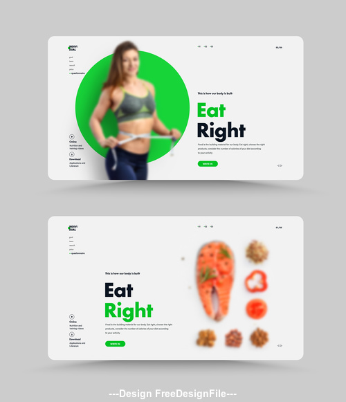 Sporty diet web design vector
