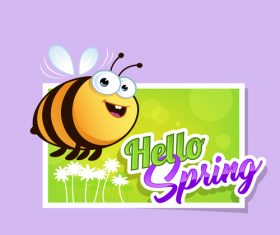 Spring bee cartoon vector