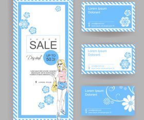 Store female supplies promotion card vector
