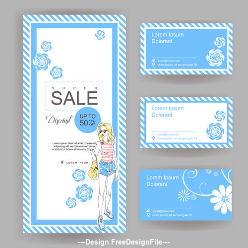 Store female supplies promotion card vector