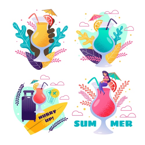 Summer holiday travel and drink vector