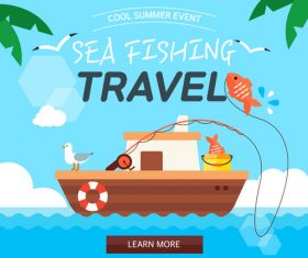 Summer travel sea fishing vector